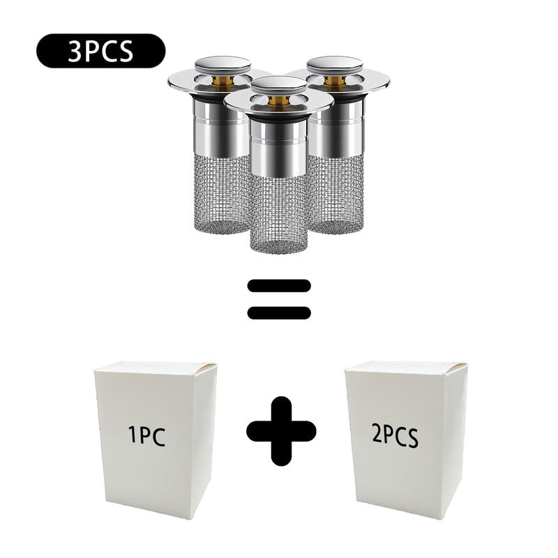 Bathroom Sink Drain Strainer, Pop up Sink Drain Strain, Bathroom Sink Stopper with Removable Stainless Steel, Filter Basket Hair Catcher Hair Catcher