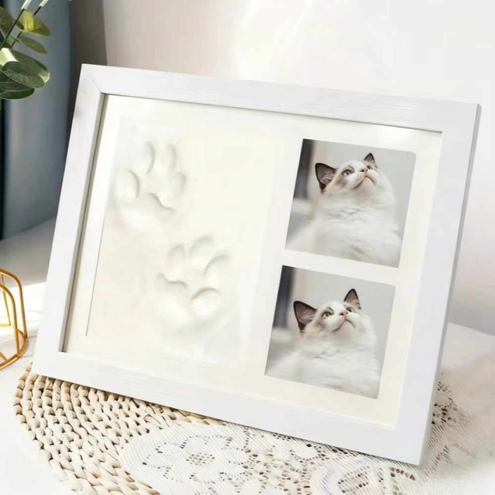 1Pcs DIY Pet Paw Print Memorial Set - Clay Mold & Photo Frame, Souvenir Kit for Dogs & Cats, Perfect Pet Memorial Gift