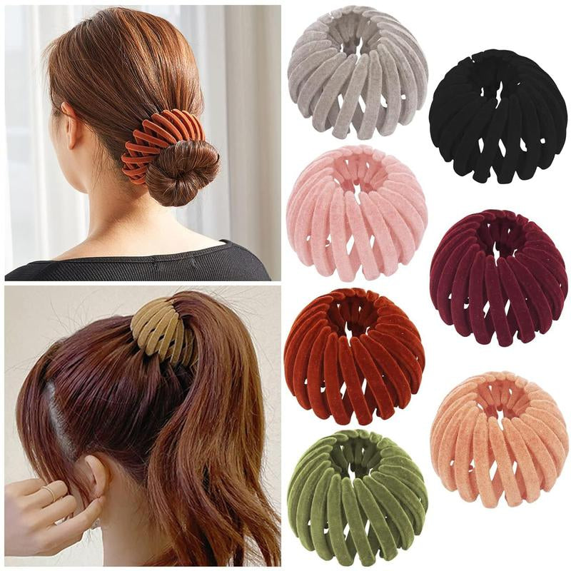 7Pcs Bohemian Style Bird Nest Magic Hair Clips Set, Elegant Hollow-Out round Plastic Hair Bun Accessories for Women, with Wedding Festival Hair Decor